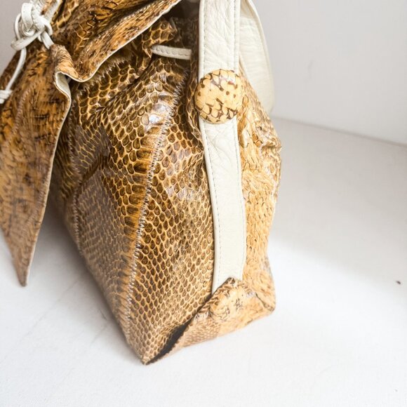 Vintage Clemente Snakeskin Leather Cinched Detail Crossbody - Picture 4 of 13